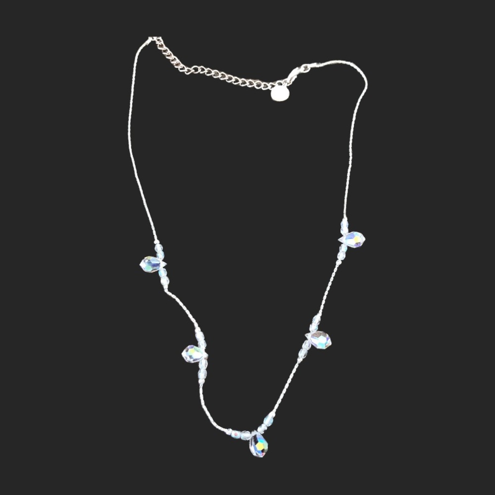 Givenchy Silver-Tone Crystal Bead Necklace